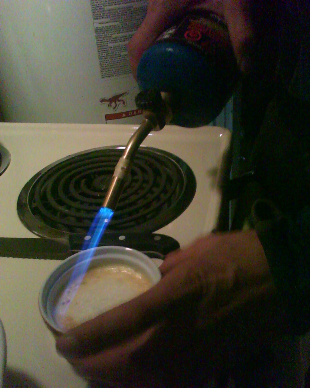 Crême brûlée with blowtorch